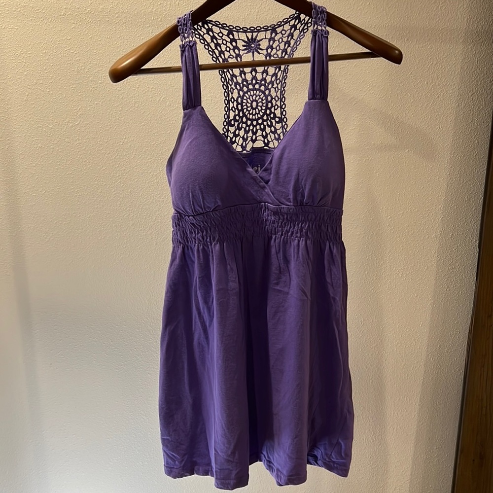L.E.I. Life Energy & Intelligence Embroidered Tank Top Purple Tunic Dress Size L